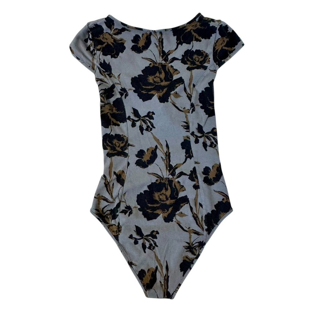 INTIMATELY FREE PEOPLE Wowzers Cut Out Floral Bodysuit Black Grey Keyhole Sz XS - Picture 6 of 9